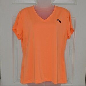 FILA Sport T-Shirt‎ V-neck Orange Stretchy Women's Size XL
